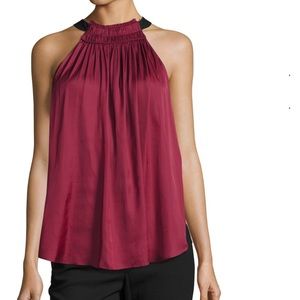 Halston Heritage Red Flowy Halter Top Size Large
